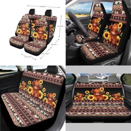 Wanyint Aztec 14PC Car Accessories Set, Steering Wheel Cover, Car Seat Protectors, Cup Coasters & More