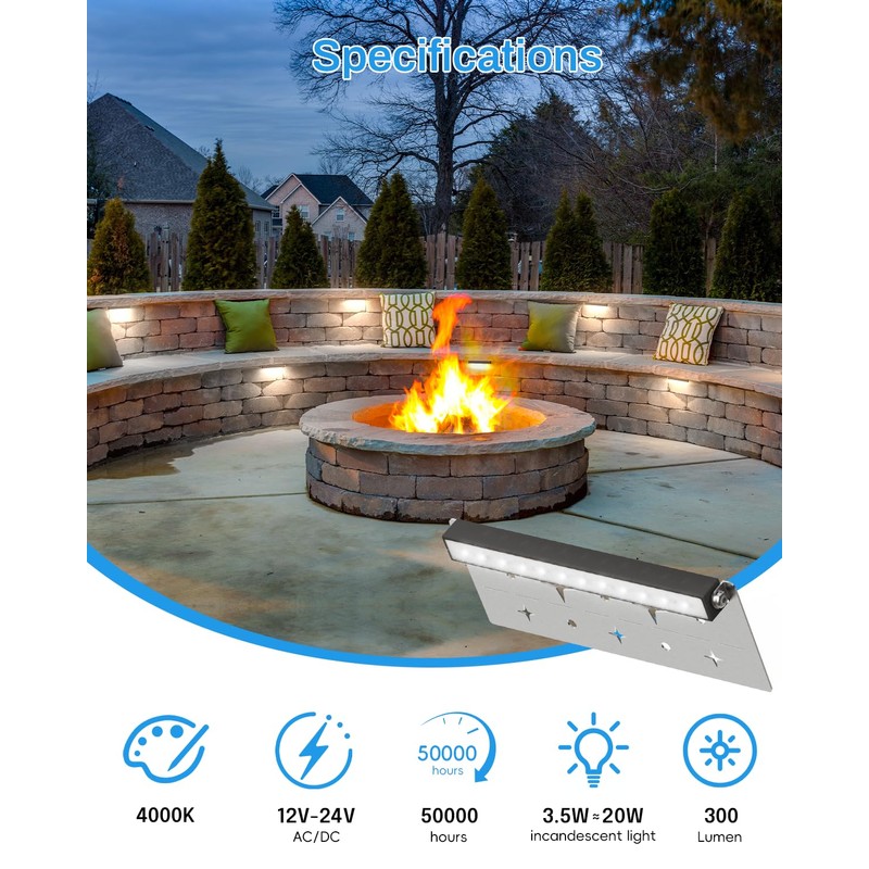 HIBOITEC Retaining Wall Lights Low Voltage Hardscape Lighting 7 Inch