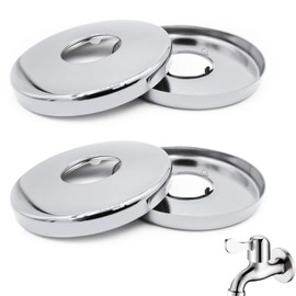 Cover Rosette Stainless Steel, Set of 4 Rosettes for Shower Fittings 3/4 Inch 27 mm x 70 mm x 10 mm in Height, Rosettes Cover for Pipes, for Fittings, Shower Tap/Tap/Sink Pipes/Radiators