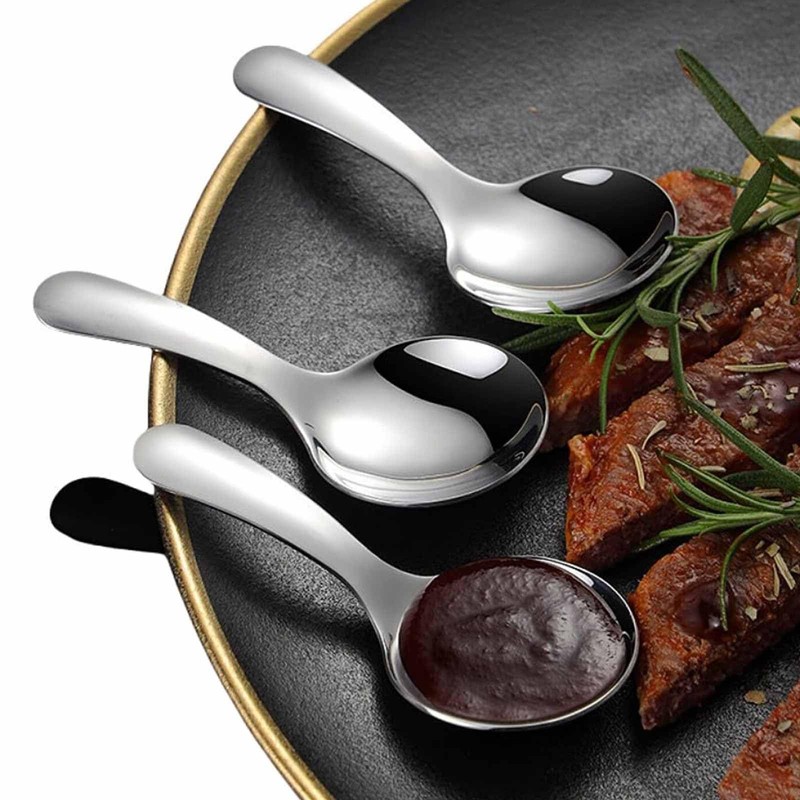 3 Pcs Stainless Steel Mini Spoons - Short Handle for