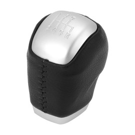 INFINAUTO 6 Speed Gear Shift Knob, Gearbox Stick Shifter Lever Knob for Land Rover Range Rover Evoque 2018-2023 Plastic Faux Leather Black Silver Tone, 1 Pc