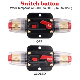 2 Pack 150A Inline 12 Volt Circuit Breaker with Manual Reset,Marine 150 amp Inline Fuse for Car Audio, Stereo Switch and Solar Inverter System