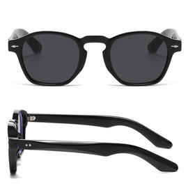 WDZAYXC Round Sunglasses with Thick Frame, Classic Round Sunglasses for Men and Women, UV400 Protection, black