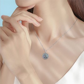 WINNICACA Pentagram Chain Triple Moon Goddess Necklace Sterling Silver Wiccan Pagan Pendant Necklace Jewellery for Men and Women, Sterling Silver