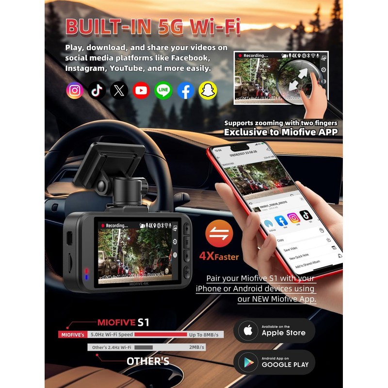 Dash Cam Front for Car 4K/2160P Dash Camera with 5G