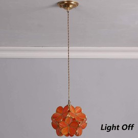 Bieye L10749 Flower Petal Tiffany Style Stained Glass Ceiling Pendant Light with 8-inch Wide Lampshade (Orange)