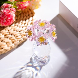 Qianwei Artificial Flower Interior Crystal Flower Wedding Anniversary Present for Wife Glasswork Flowers Never Wither Flower Figurine Retirement Celebration Celebration Retirement Celebration Opening