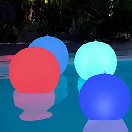 Blibly Solar Floating Pool Lights, 2 Pack 14 inch Solar Powered Waterproof Color Changing Inflatable Swimming LED Glow Ball Light for Pool Garden Lawn Wedding Party Decorations.