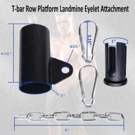 T Bar Row Platform with Chain T-Bar Row Handle Eyelet Landmine Attachment Fits 2" Olympic Bar Ideal for Back Shoulder Core Muscles and Bent Over Exercises