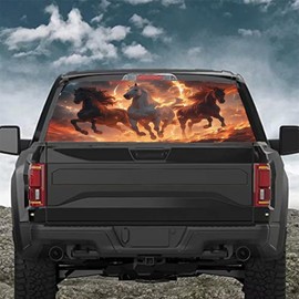 Sunset Rear Window Graphic Truck Decal, Funny Horse Rear Window Decal, Lightning Graphic Vinyl Sticker for Trucks Cars SUV Pickup Window Film Easy to Install 66x20 inch