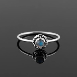 Solid 925 Sterling Silver Ring, Natural Labradorite Gemstone Ring, Handcrafted Ring, Healing Crystals Rings, Birthday, Boho Jewelry | Promise Victorian Wedding Ring | Gift for Women (US - 6)