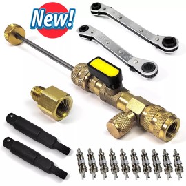 HVAC Wrench Tool AC Schrader Valve Core Remover Set 1/4 and 5/16 Port Installer