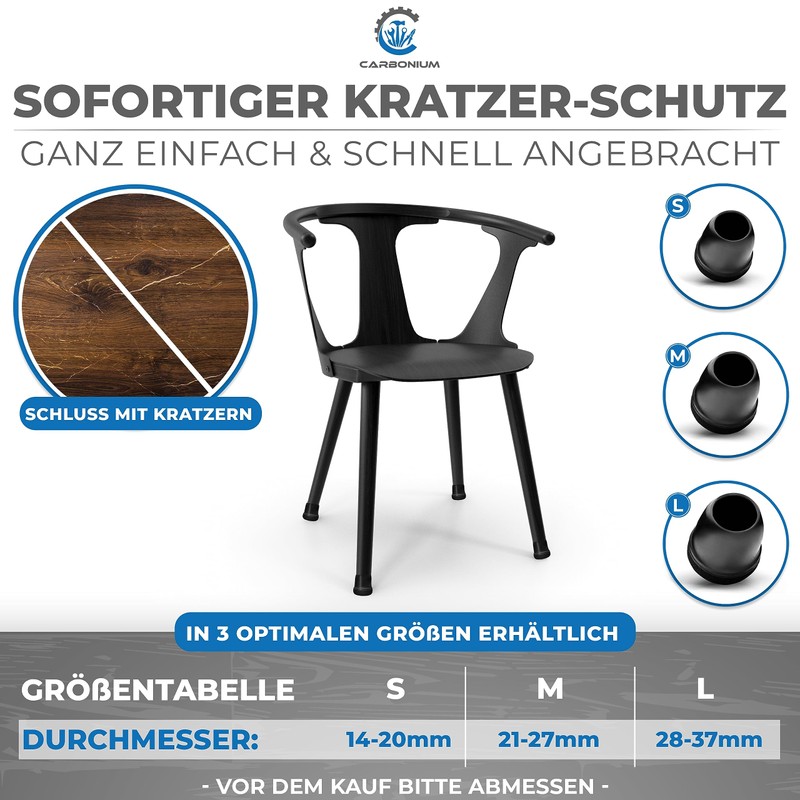 36 Chair Leg Caps with Black Felt - Also Ideal