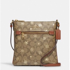Coach NWT COACH Mini Rowan File Bag in Signature Canvas With Snowflake Print CF285