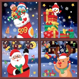 ZEPIQOR 256 Stück Weihnachten Fenstersticker, Weihnachten Fensterbilder, Doppelseitige Wiederverwendbare Statisch Haftende PVC Aufkleber für Glasfenster Weihnachten Dekoration