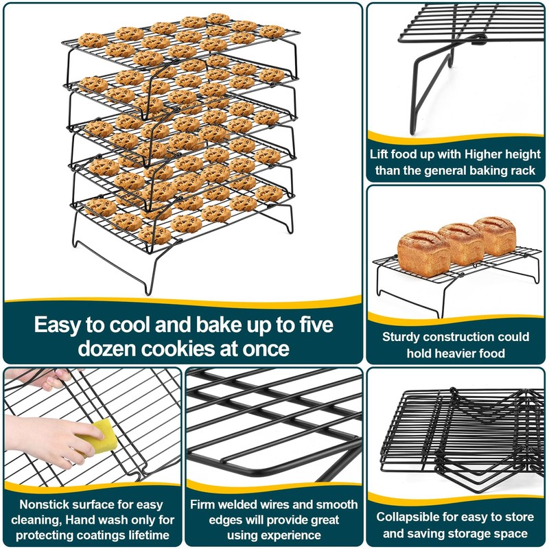 P&P CHEF Cooling Rack, 5-Tier Stainless Steel Stackable Baking Cooking