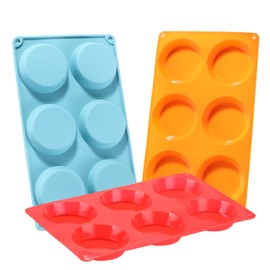 Mumulo 3PCS Muffin Top Pan, Silicone Egg Mold for Breakfast Sandwiches, 3" Round Egg Molds Pan for Baking English Muffins, Whoopie Pies, Corn Bread, Egg bites, Tarts, Dishwasher Safe