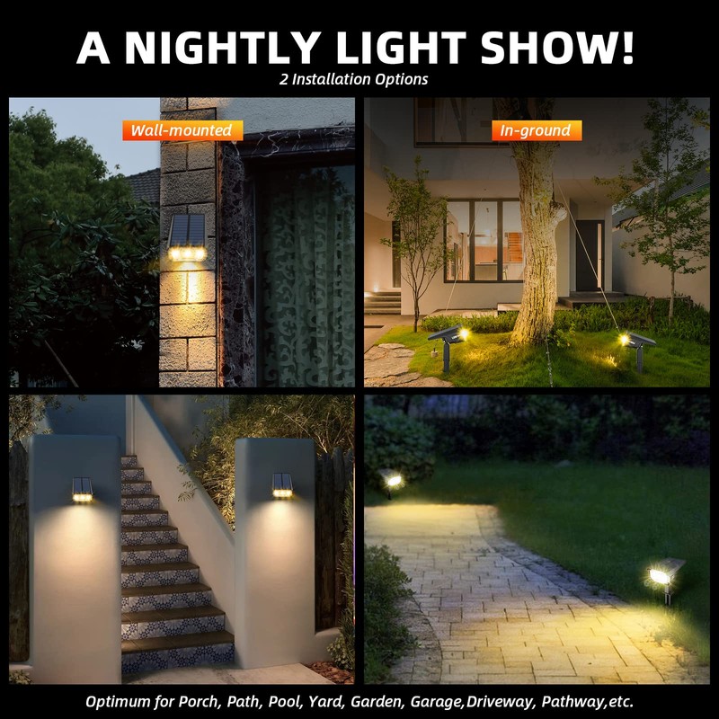 LEREKAM 3 Brightness Modes Solar Outdoor Lights with Super Bright