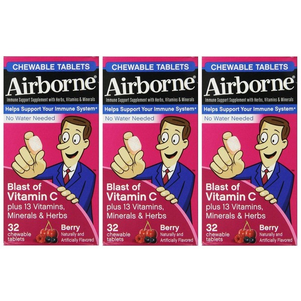 Airborne Immune Support, Berry, Chewable Tablets, 32 CT (PACK OF 3)