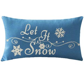 ITFRO Nice Jingle All The Way Cotton Burlap Decorative Square Throw Pillow Case Cushion Cover for Couch Sofa Living Room 18 Inches (Beige & red)