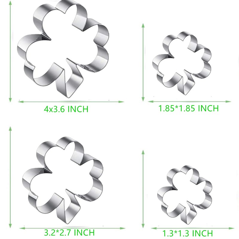 Clover Cookie Cutter Set, 4-Piece St. Patrick's Day Shamrock Cookie