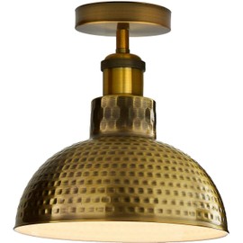 LEDSone Vintage Industrial Style Flush Mount Metal Ceiling Light E27 Indoor Light Perfect for Living Room, Bedroom, Kitchen and Dining Area (Yellow Brass - 2)
