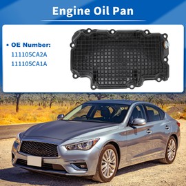 A ABSOPRO Engine Oil Pan Gasket for INFINITI Q50 2016-2022 Engine Oil Sump Transmission Oil Pan Drain Plug Kits for INFINITI Q60 2017-2022 No.111105CA2A/111105CA1A Plastic
