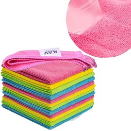 KAV Reusable Microfibre Towel Cleaning Cloths - Ultra Absorbent, Lint-Free Kitchen Towel - Durable Washable Microfibre Cloth For Car, Glass & Office - Pack of 4 (32 x 32 CM / 12.6''x12.6'')