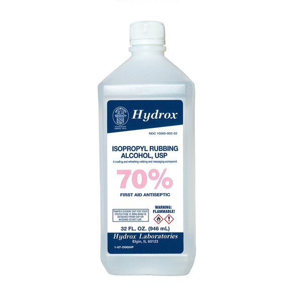 Hydrox 70% Isopropyl Rubbing Alcohol USP, 32 oz.