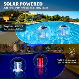 Cootway Floating Pool Lights, RGB Color Changing Solar Pool Lights That Float, IP68 Waterproof Swimming Pool Light, Marquee Solar Floating Light for Pool Pond Garden Party Outdoor Decor(2 Piece)