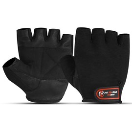 Premium Gym Gloves with Non-Slip Leather Palm for Weightlifting & Fitness Ultimate Weightlifting Gloves Unisex (Black, Medium)