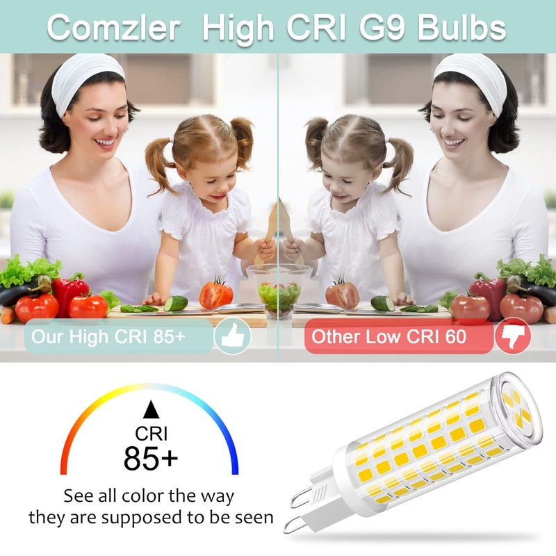 comzler G9 LED Bulb 4000K Natural Daylight, 6W 60 Watt