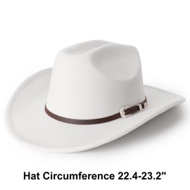 DRESHOW Wide Brim Hat Fedora for Women Belt Buckle Retro Panama Floppy Hat