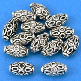 15g Bali Tube Beads Antq Silver Plated 11.5mm Approx 12