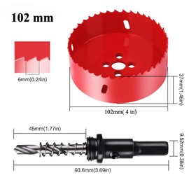 4 Inch Hole Saw,M42 HSS Bi-Metal Hole Cutter, Triangular Shank Hole Saw Drill Bit with Spring for Wood, Plywood, Plastic, Gypsum Board, Various Thin Metal Sheets