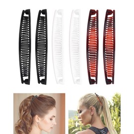 MYGLOAR 6 Pack Banana Hair Clips, Banana Hair Clips Retro Large Banana Hair Clips Hair Clips for Women, Banana Clip Hair Accessories for Women and Girls (Black, White, Brown)