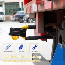 Infreecs Pack of 2 Soft Shackles, Strong Shackles, 17T Break Resistance Shackle Recovery Rope with Belt Hose Protector, Breaking Resistance Soft Shackle Off Road Shackle for Trailer Rescue (Yellow, 17