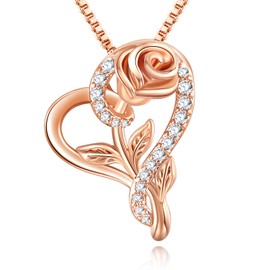 SNZM Necklaces for Women, 18K Rose Gold Plated Pendant Necklaces, Love Heart Crystals Charming Necklaces Jewelry Gifts for Women Birthday/Anniversary Day/Mother's Day