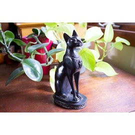 Discoveries Egyptian Imports Bastet Cat Goddess Statue - Black - 8" Tall - Made in Egypt