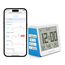 Meross WLAN Hygrometer Indoor Thermometer, Requires meross Hub, Smart LCD Digital Temperature Humidity Meter with App Notification, Compatible with Apple HomeKit, Alexa, Google Home