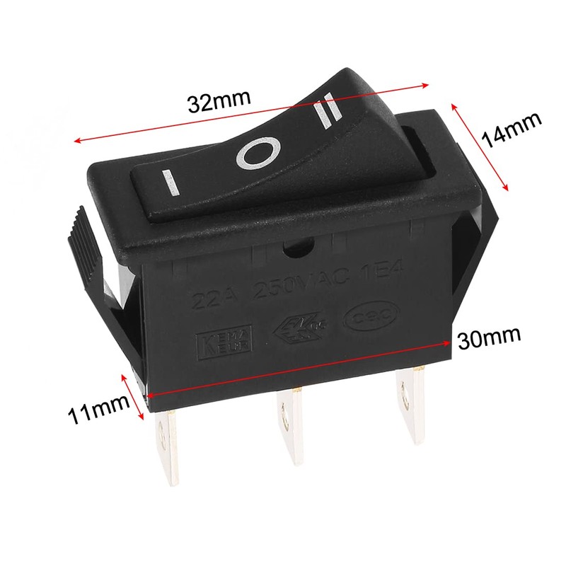 uxcell SPDT 3P On/Off/On 3 Position Boat Rocker Switch Black