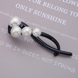 Yheakne Vintage Pearl Hair Clip Barrette Pearl Twist Hair Barrette Banana Hairclip Hairpin Claw Clip Ponytail Holder Headdress Decorative Accessories for Women
