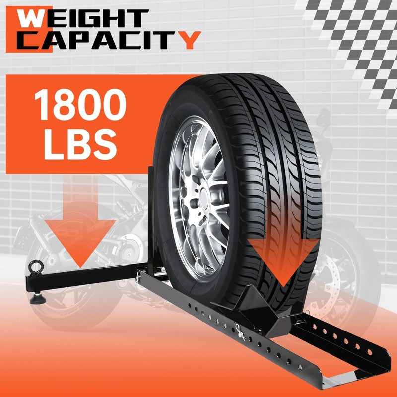 ECOTRIC Motorcycle Wheel Chock Stand Upright 1800lb Capacity, Adjustable Motorcycle
