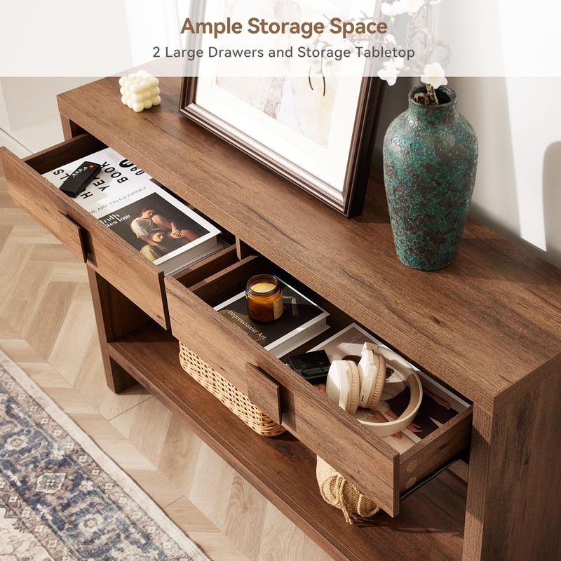 ONBRILL Console Table with Drawers, 40 Inch Narrow Entryway Table
