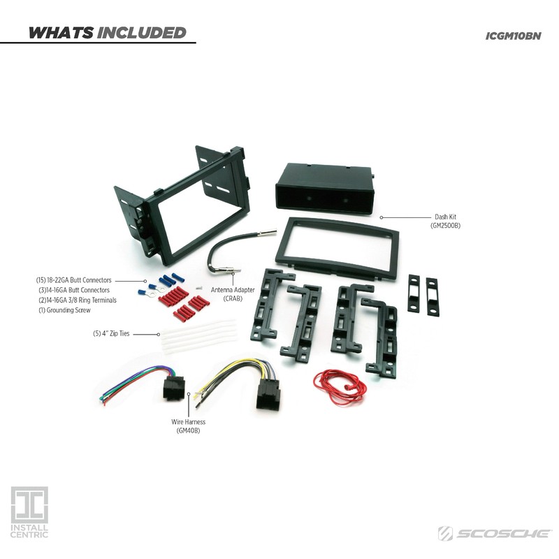 Scosche ICGM10BN Complete Double/Single DIN Stereo Installation Kit for Select