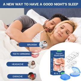 Sincere Mouth Guard for Grinding Teeth at Night, Sport Athletic, Whitening Tray, 2 Sizes, Pack of 8 with Travel Case | Teeth Grinding Mouth Guard for Sleep| Night Guard For Teeth Grinding and Clenching