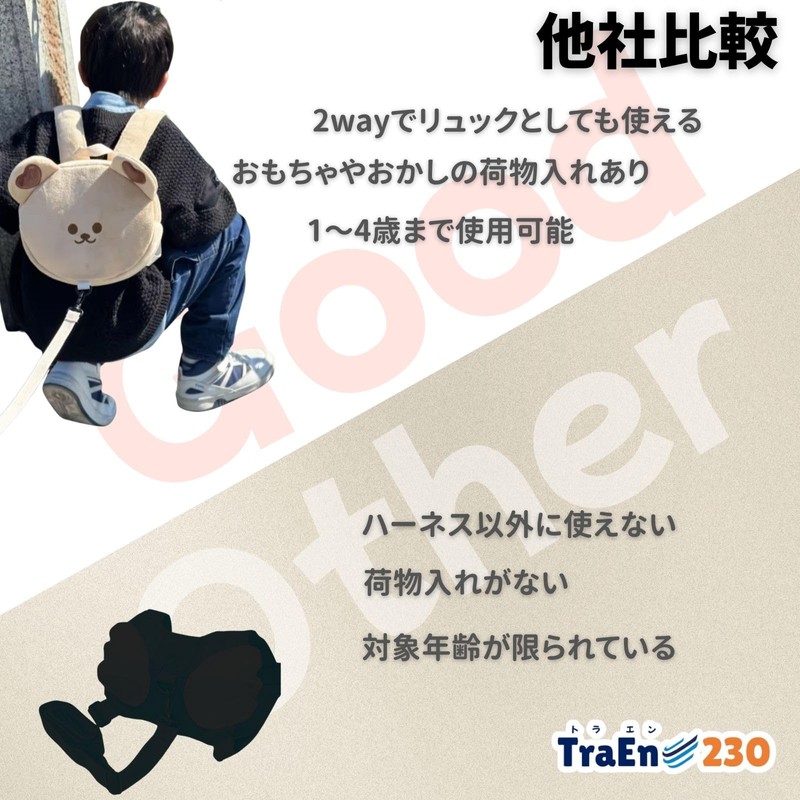 TraEn230 Backpack with Harness, Baby and Children, Plush Lead, Prevents