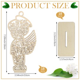 Briwooody 18 Pcs Guardian Angel Wings Boy Wooden Baptism Centerpiece for Table Wood with Stand Angel Laser Cutout Religious Baptism Favor for Baby Shower Wedding Party Decoration Centerpiece Christen