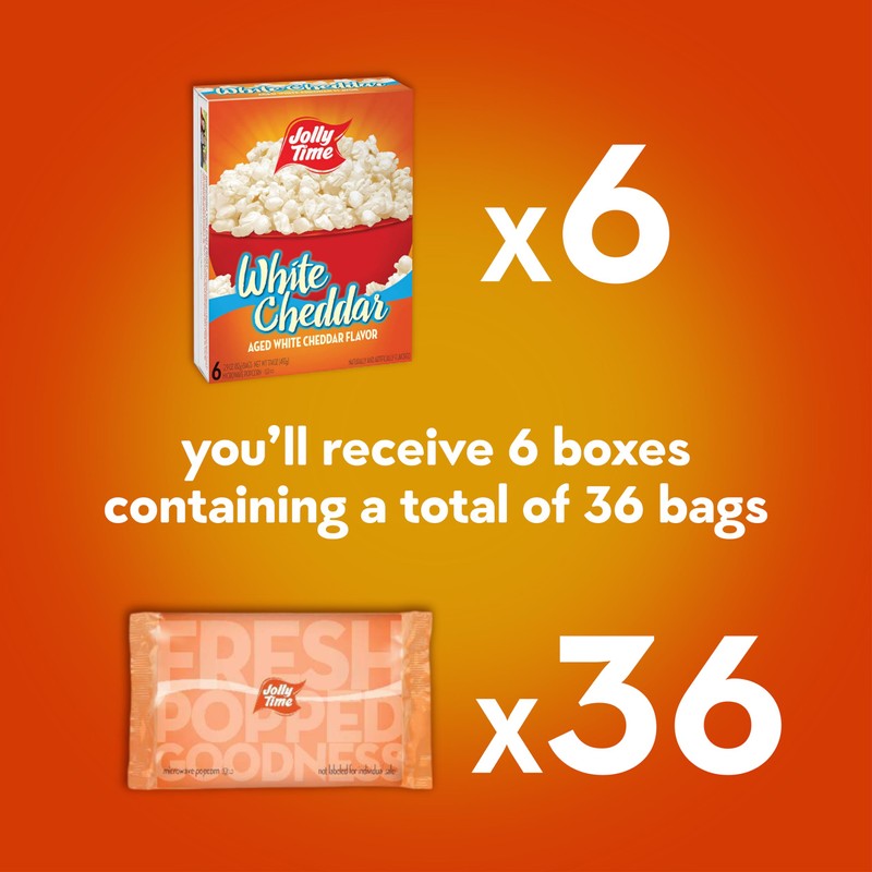 Jolly Time White Cheddar Cheese Microwave Popcorn, 2.9oz Sharing Bag,