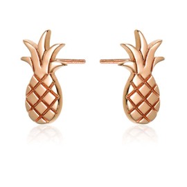 Diamond Treats Dainty Rose Gold Pineapple Stud Earrings for Women, Fun Cute Rose Gold Stud Earrings for Women in a Pineapple Design, Small Pineapple Earrings for Girls and Women